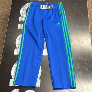 Adidas Kids Royal Blue Joggers with Neon Green Stripes